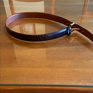 Jos. A. Bank Rich Brown Leather Belt with Gold Buckle